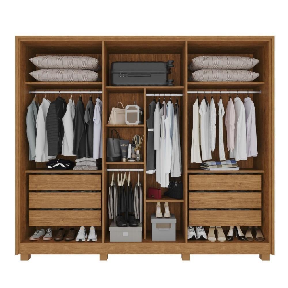 Guarda-roupa Casal 100% Mdf 6 Portas E 6 Gavetas Premium Ripado - Tudo De Móveis Marrom - 2