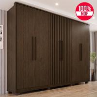 Guarda-roupa Casal 100% Mdf 6 Portas E 6 Gavetas Premium Ripado - Tudo De Móveis Marrom - 1