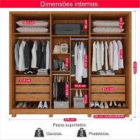 Guarda-roupa Casal 100% Mdf 6 Portas E 6 Gavetas Premium Ripado - Tudo De Móveis Marrom