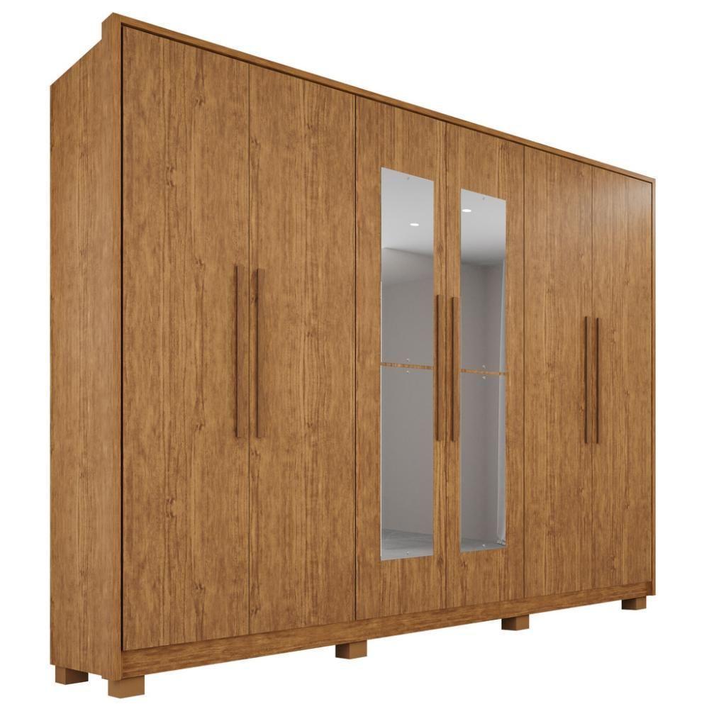 Guarda-roupa Casal 100% Mdf 6 Portas E 6 Gavetas Premium Com Espelho - Tudo De Móveis Cinamomo/off - 7