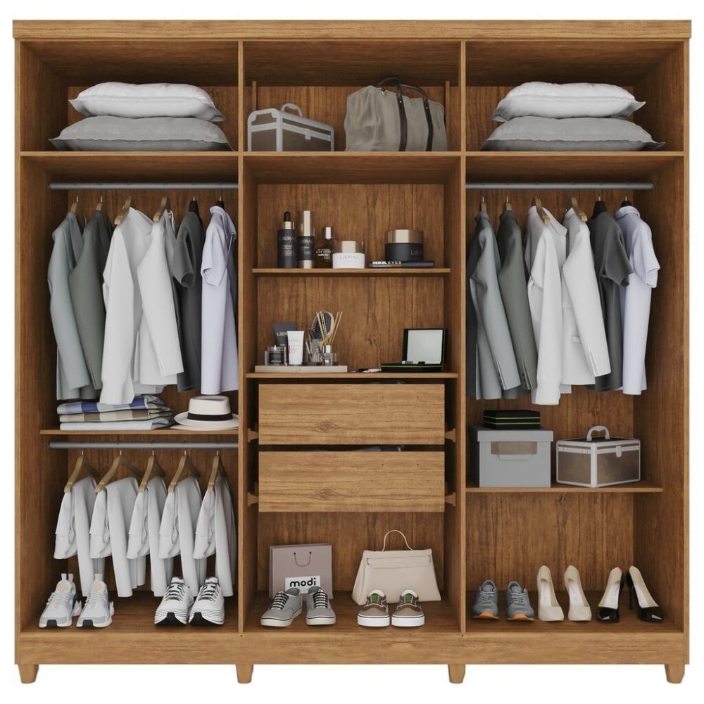 Guarda-roupa De Solteiro 100% Mdf 6 Portas 2 Gavetas Benfica Frison - Tudo De Móveis Off/cinamomo - 4
