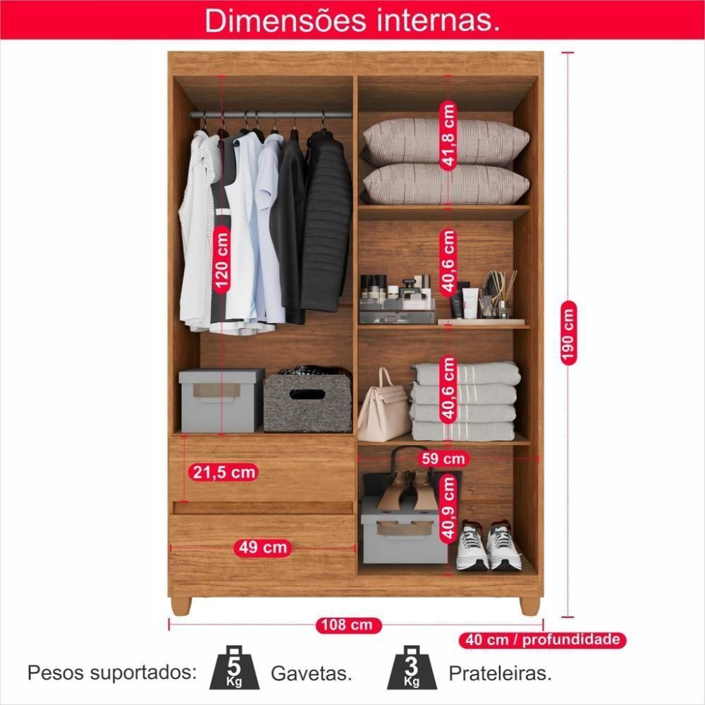 Guarda-roupa De Solteiro Madri 4 Portas 2 Gavetas - Tudo De Móveis Cinamomo/off - 4