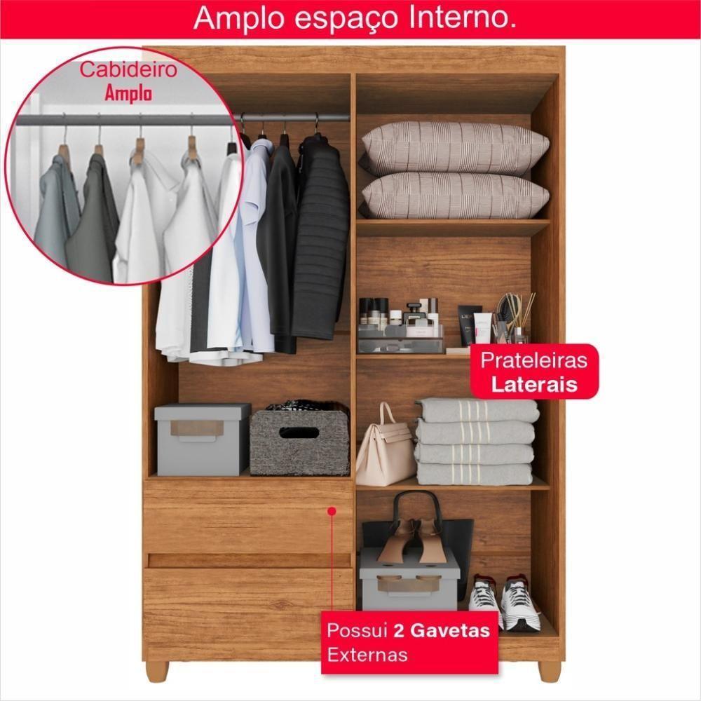 Guarda-roupa De Solteiro Madri 4 Portas 2 Gavetas - Tudo De Móveis Cinamomo/off - 5