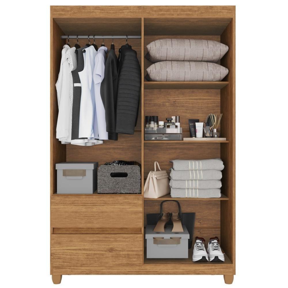 Guarda-roupa De Solteiro Madri 4 Portas 2 Gavetas - Tudo De Móveis Cinamomo/off - 6