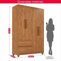 Guarda-roupa De Solteiro Madri 4 Portas 2 Gavetas - Tudo De Móveis Cinamomo/off - 3