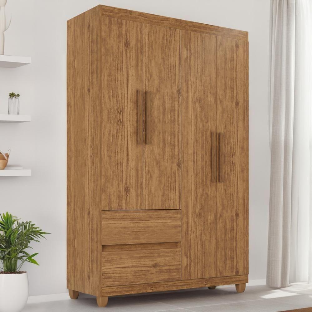 Guarda-roupa De Solteiro Madri 4 Portas 2 Gavetas - Tudo De Móveis Cinamomo - 1