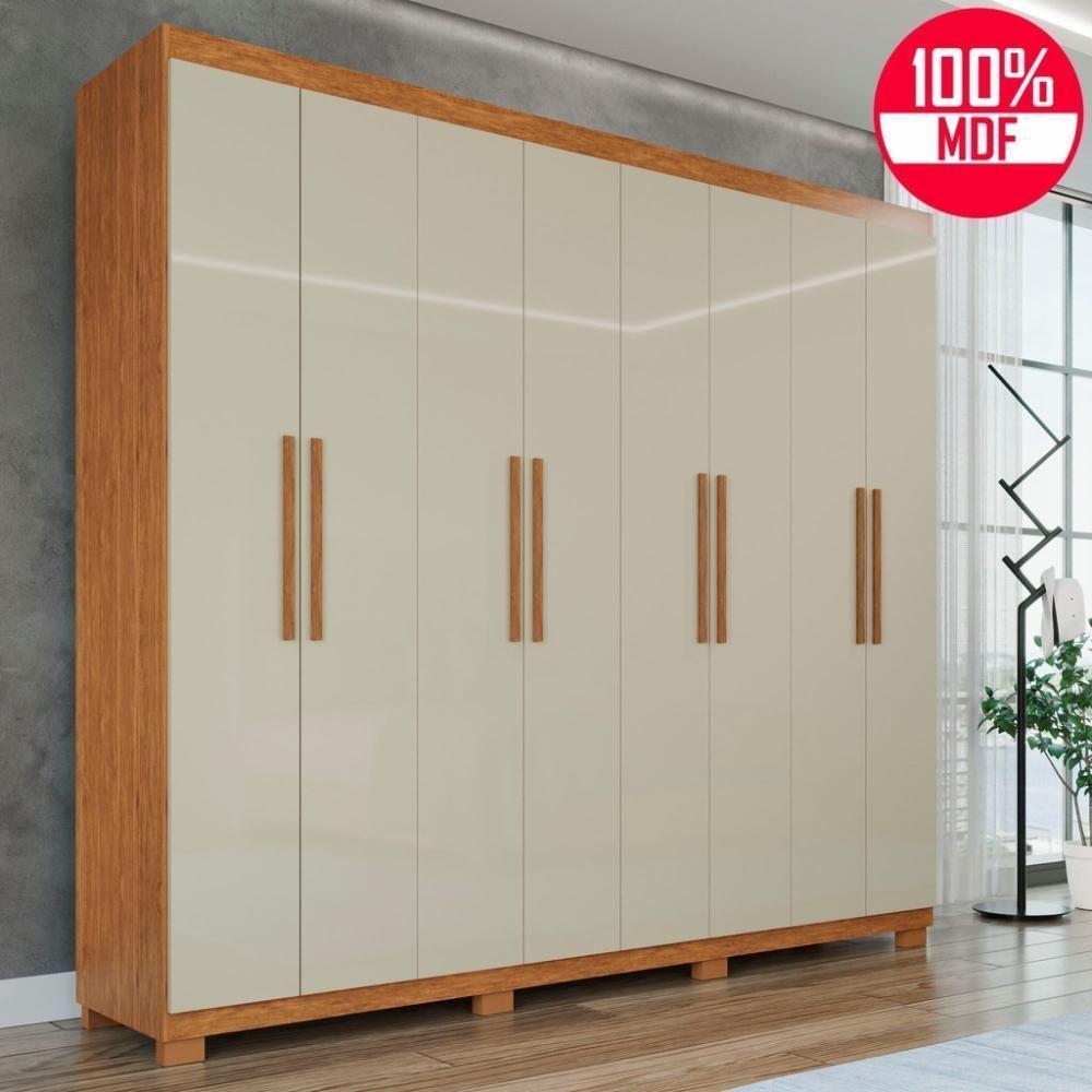 Guarda-roupa Casal 100% Mdf 8 Portas E 4 Gavetas Heros - Tudo De Móveis Cinamomo/off - 1