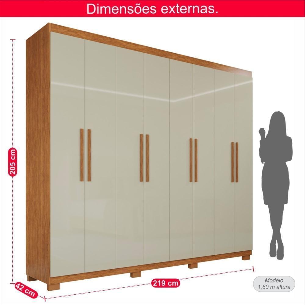 Guarda-roupa Casal 100% Mdf 8 Portas E 4 Gavetas Heros - Tudo De Móveis Cinamomo/off - 6