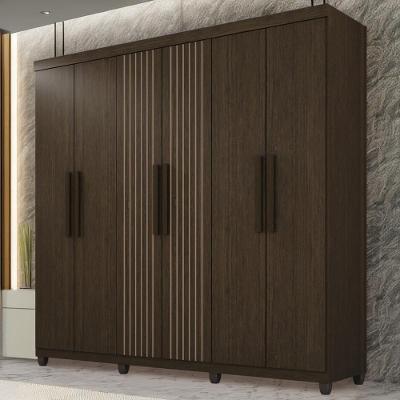 Guarda-roupa De Solteiro 100% Mdf 6 Portas 2 Gavetas Benfica Frison - Tudo De Móveis Marrom