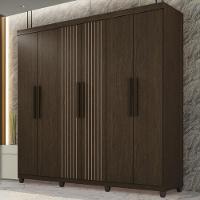 Guarda-roupa De Solteiro 100% Mdf 6 Portas 2 Gavetas Benfica Frison - Tudo De Móveis Marrom - 1