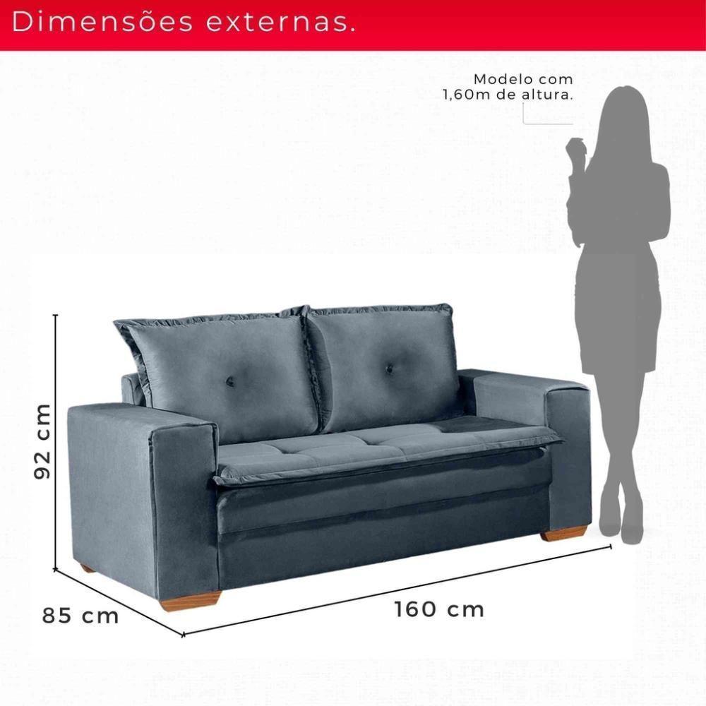 Sofá Fixo De 2 Lugares Unique 1,60m - Tudo De Móveis Marrom - 6