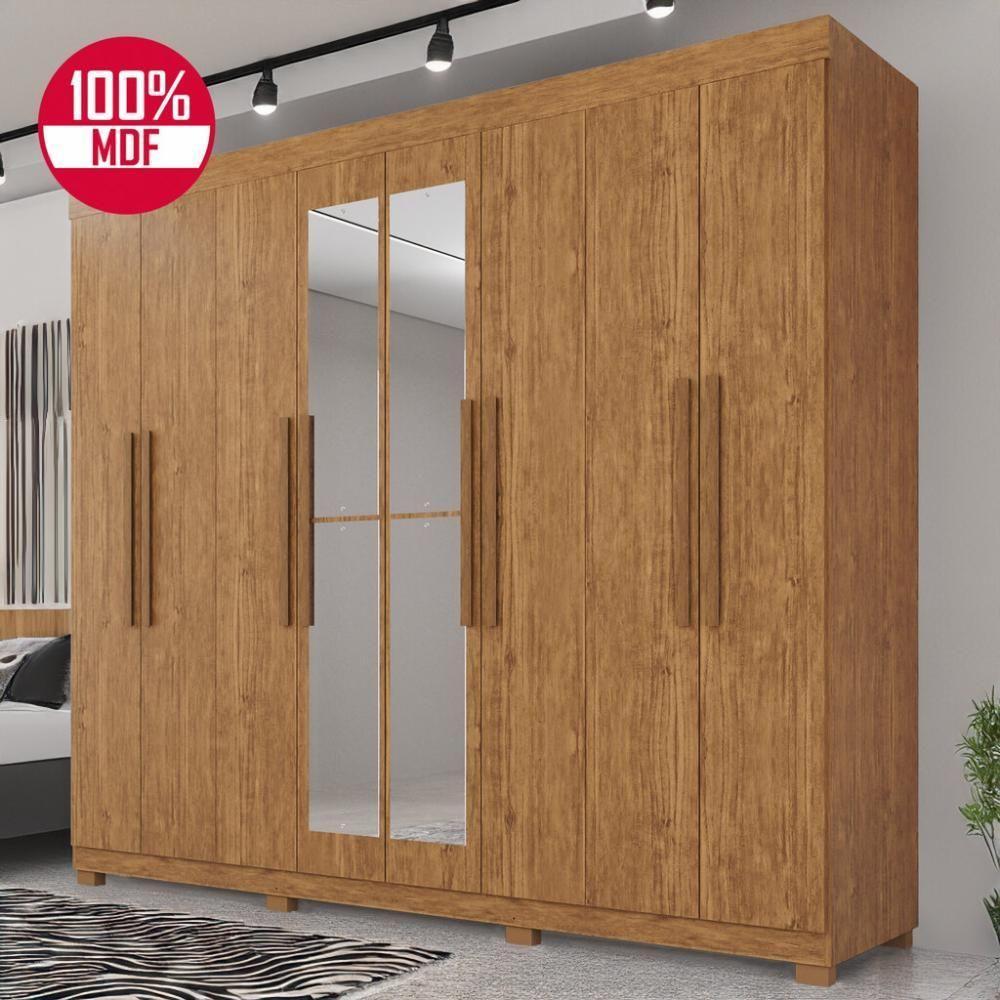 Guarda-roupa De Casal 100% Mdf 8 Portas 4 Gavetas Itália Com Espelho - Tudo De Móveis Cinamomo - 1