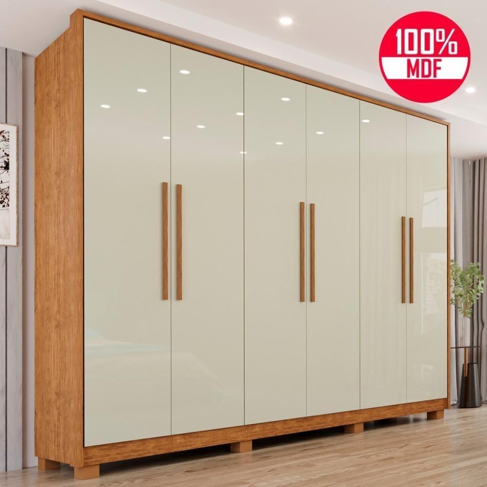 Guarda-roupa Casal 100% Mdf 6 Portas E 6 Gavetas Premium - Tudo De Móveis Cinamomo/off - 1