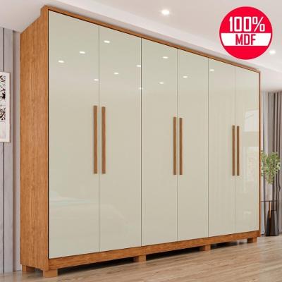 Guarda-roupa Casal 100% Mdf 6 Portas E 6 Gavetas Premium - Tudo De Móveis Cinamomo/off