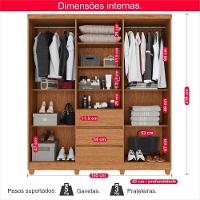Guarda-roupa De Casal Giga 5 Portas 2 Gavetas - Tudo De Móveis Cinamomo/off