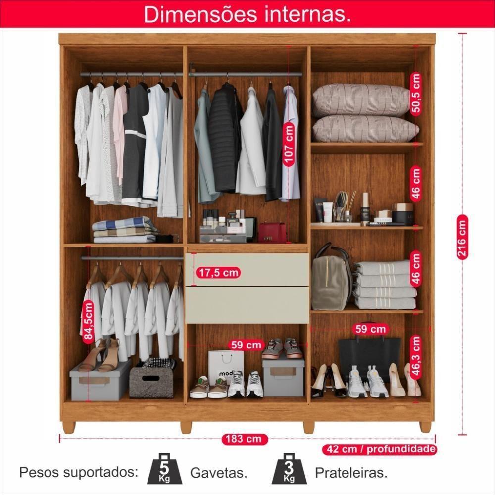 Guarda-roupa De Casal Giga Top 8 Portas 2 Gavetas - Tudo De Móveis Cinamomo/off - 5