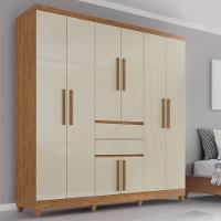 Guarda-roupa De Casal Giga Top 8 Portas 2 Gavetas - Tudo De Móveis Cinamomo/off - 1