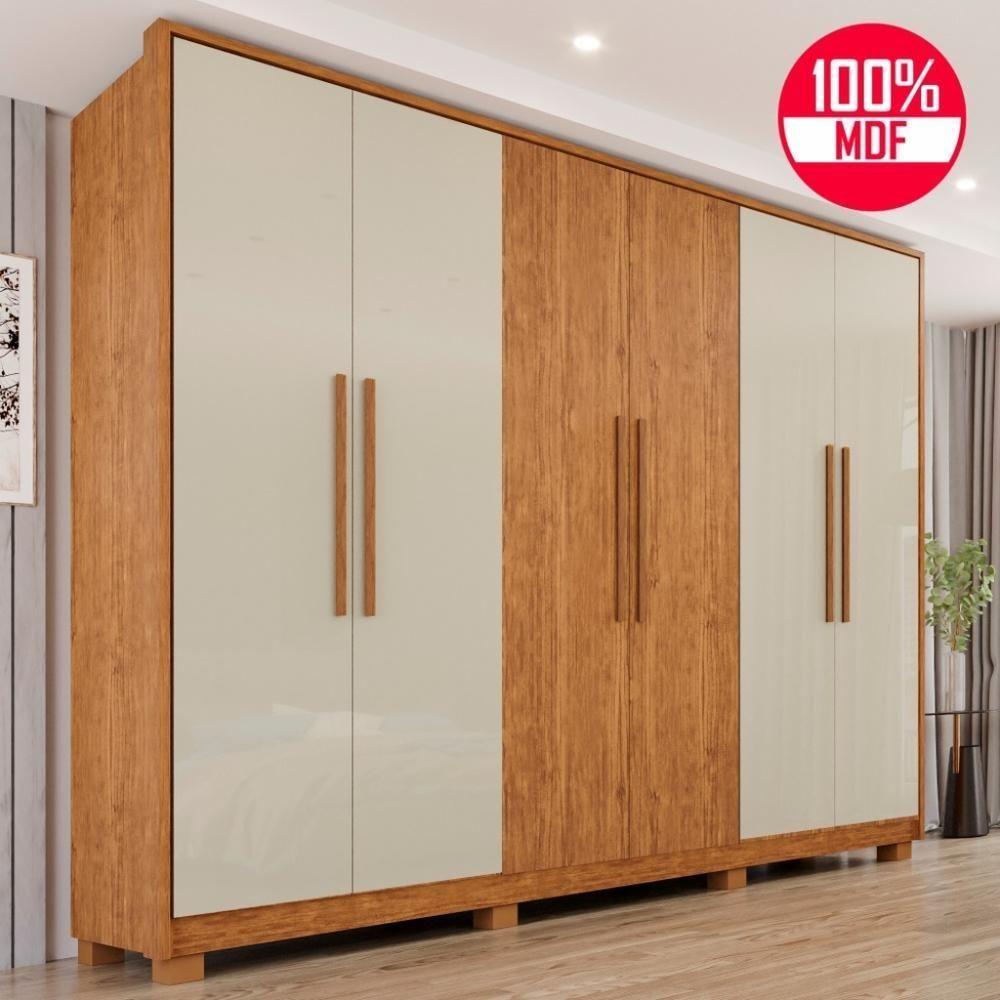 Guarda-roupa Casal 100% Mdf 6 Portas E 6 Gavetas Premium - Tudo De Móveis Off/cinamomo - 1
