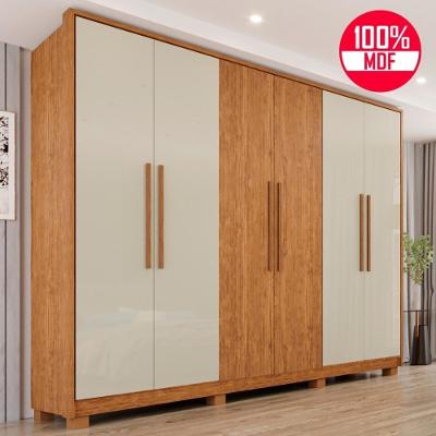Guarda-roupa Casal 100% Mdf 6 Portas E 6 Gavetas Premium - Tudo De Móveis Off/cinamomo