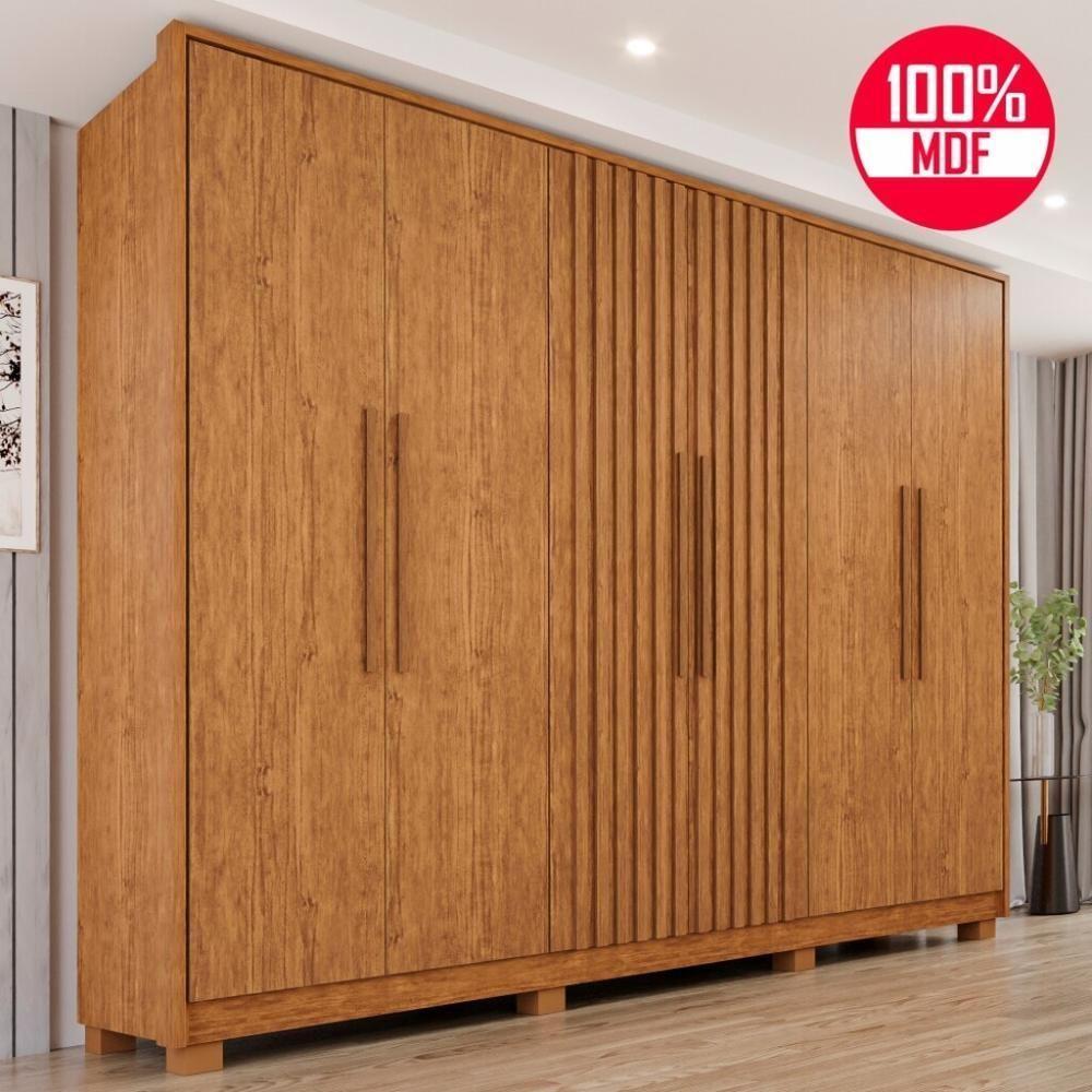 Guarda-roupa Casal 100% Mdf 6 Portas E 6 Gavetas Premium Ripado - Tudo De Móveis Cinamomo - 1