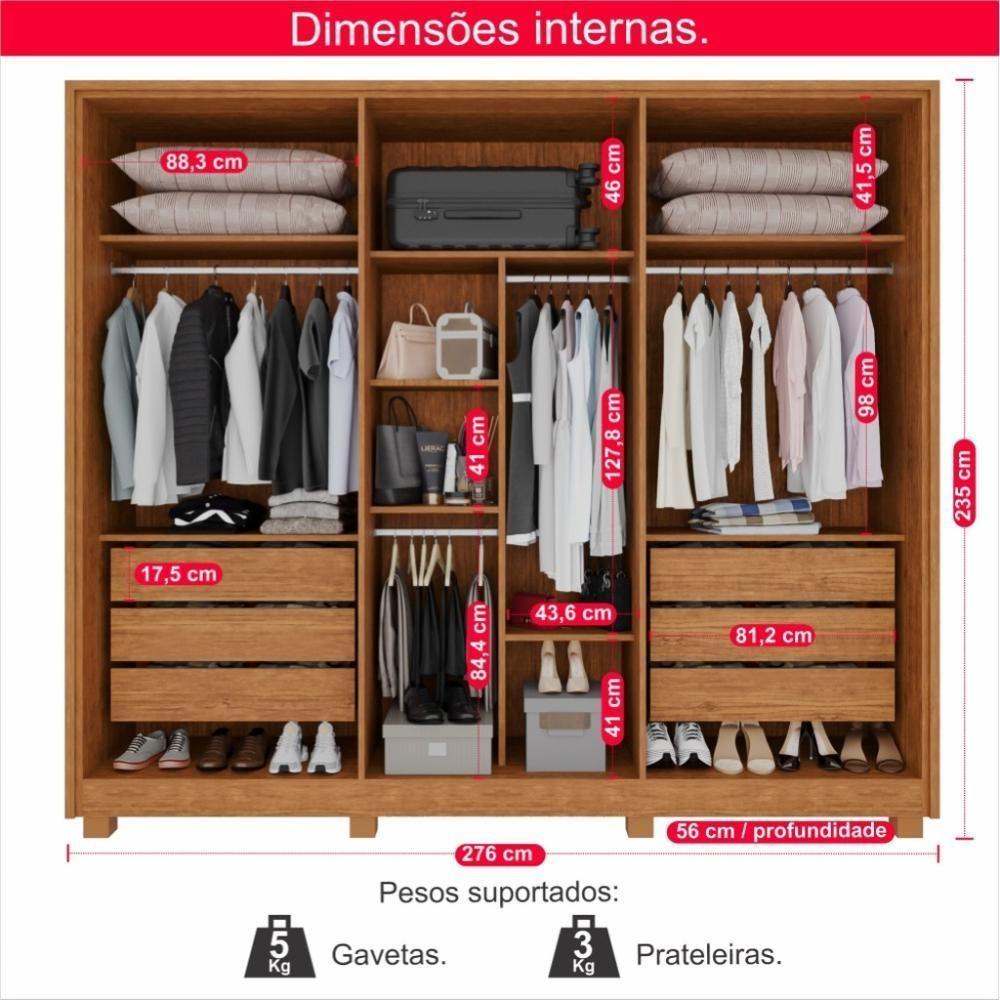 Guarda-roupa Casal 100% Mdf 6 Portas E 6 Gavetas Premium Ripado - Tudo De Móveis Off/cinamomo - 2