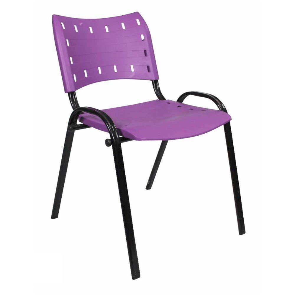 Kit 2 Cadeiras Iso para Escola Escritório Comércio Roxo Base Preta - 6