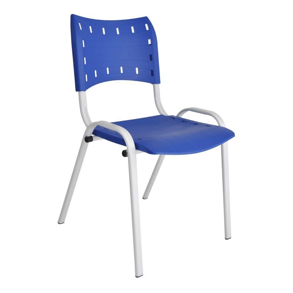 Kit 2 Cadeiras Iso para Escola Escritório Comércio Azul Base Branca - 6