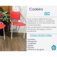Kit 2 Cadeiras Iso para Escola Escritório Comércio Vermelha Base Branca