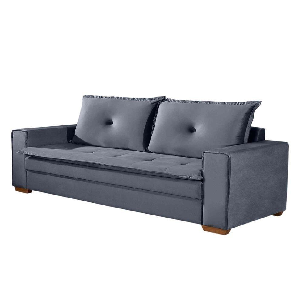 Sofá Fixo De 3 Lugares Unique 2,10m - Tudo De Móveis Cinza - 3