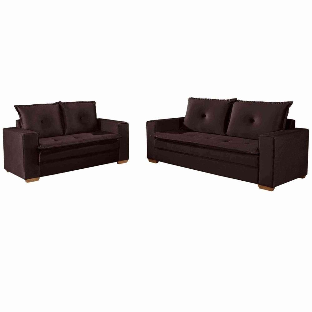 Conjunto De Sofás De 02 E 03 Lugares Unique - Tudo De Móveis Cinza - 4