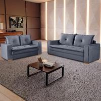 Conjunto De Sofás De 02 E 03 Lugares Unique - Tudo De Móveis Cinza - 1