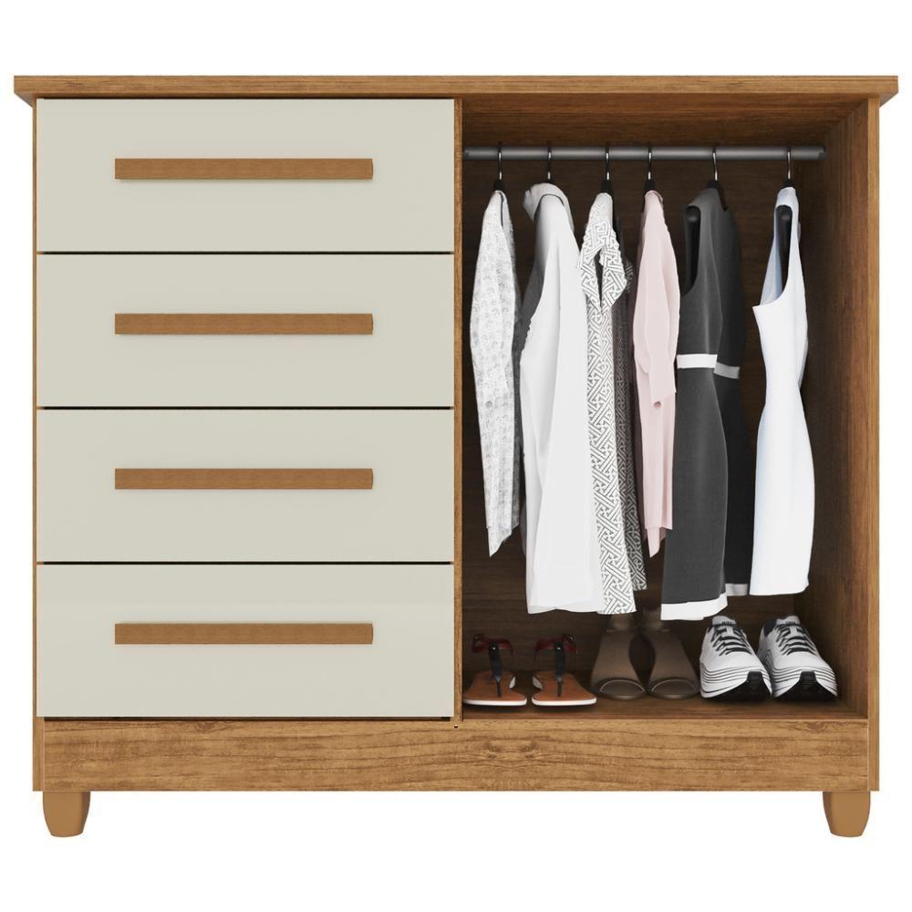 Cômoda 2 Portas 4 Gavetas Madri Plus Com Sapateira - Tudo De Móveis Wenguê Naturale - 5