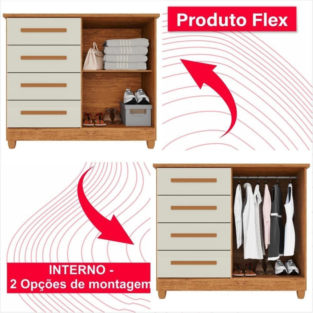 Cômoda 2 Portas 4 Gavetas Madri Plus Com Sapateira - Tudo De Móveis Wenguê Naturale - 6