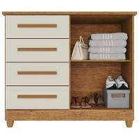 Cômoda 2 Portas 4 Gavetas Madri Plus Com Sapateira - Tudo De Móveis Wenguê Naturale