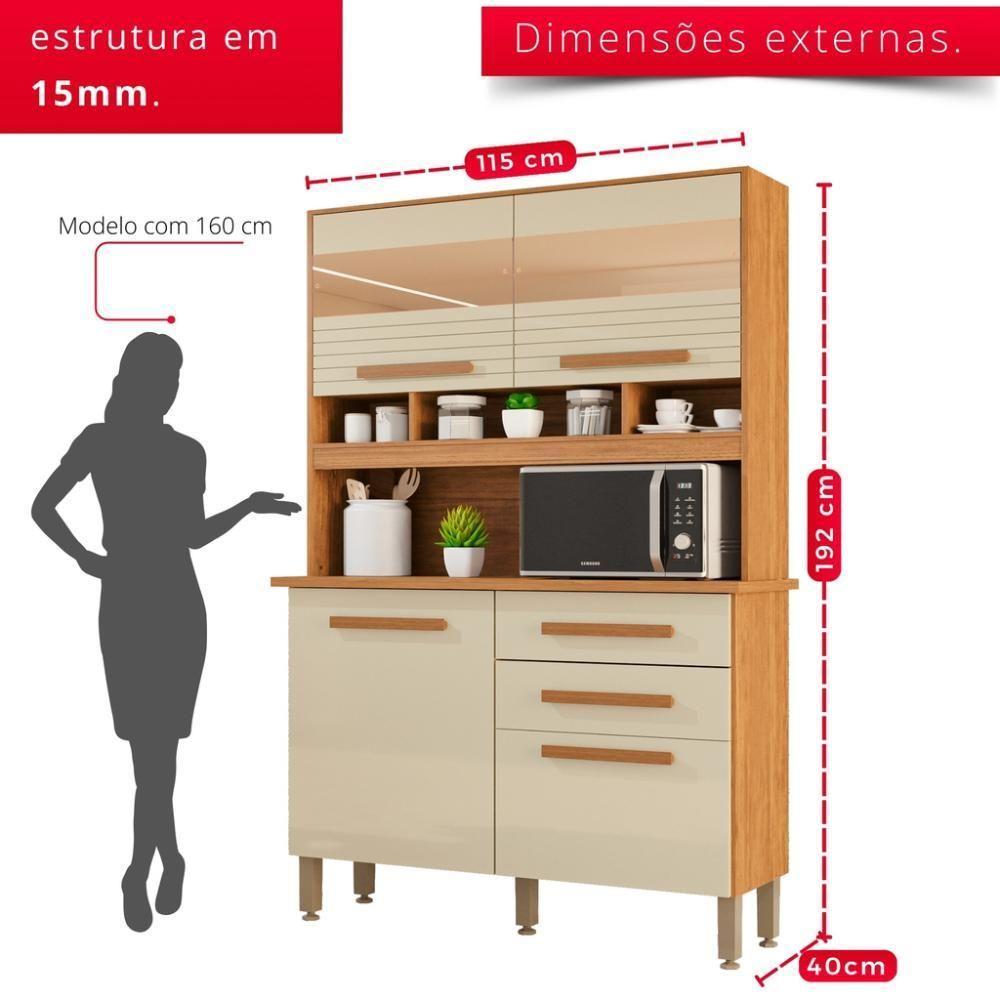Cozinha 4 Portas 2 Gavetas Sara Frison Com Espelhos - Tudo De Móveis Branco Neve - 6