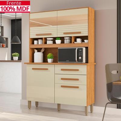 Cozinha 4 Portas 2 Gavetas Sara Frison Com Espelhos - Tudo De Móveis Branco Neve