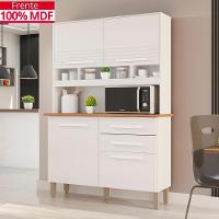 Cozinha 4 Portas 2 Gavetas Sara Frison- Tudo De Móveis Branco Neve - 1