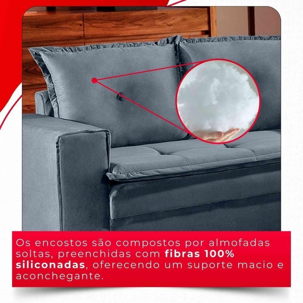 Sofá Fixo De 2 Lugares Unique 1,60m - Tudo De Móveis Cinza - 6