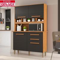 Cozinha 4 Portas 2 Gavetas Sara Frison- Tudo De Móveis Cinamomo/grafite - 1