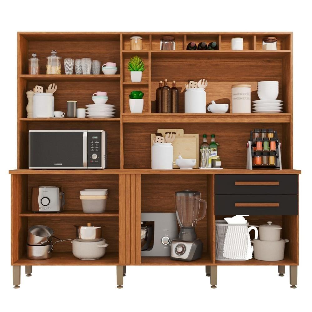 Cozinha 8 Portas 2 Gavetas Aurora - Tudo De Móveis Cinamomo/grafite - 5