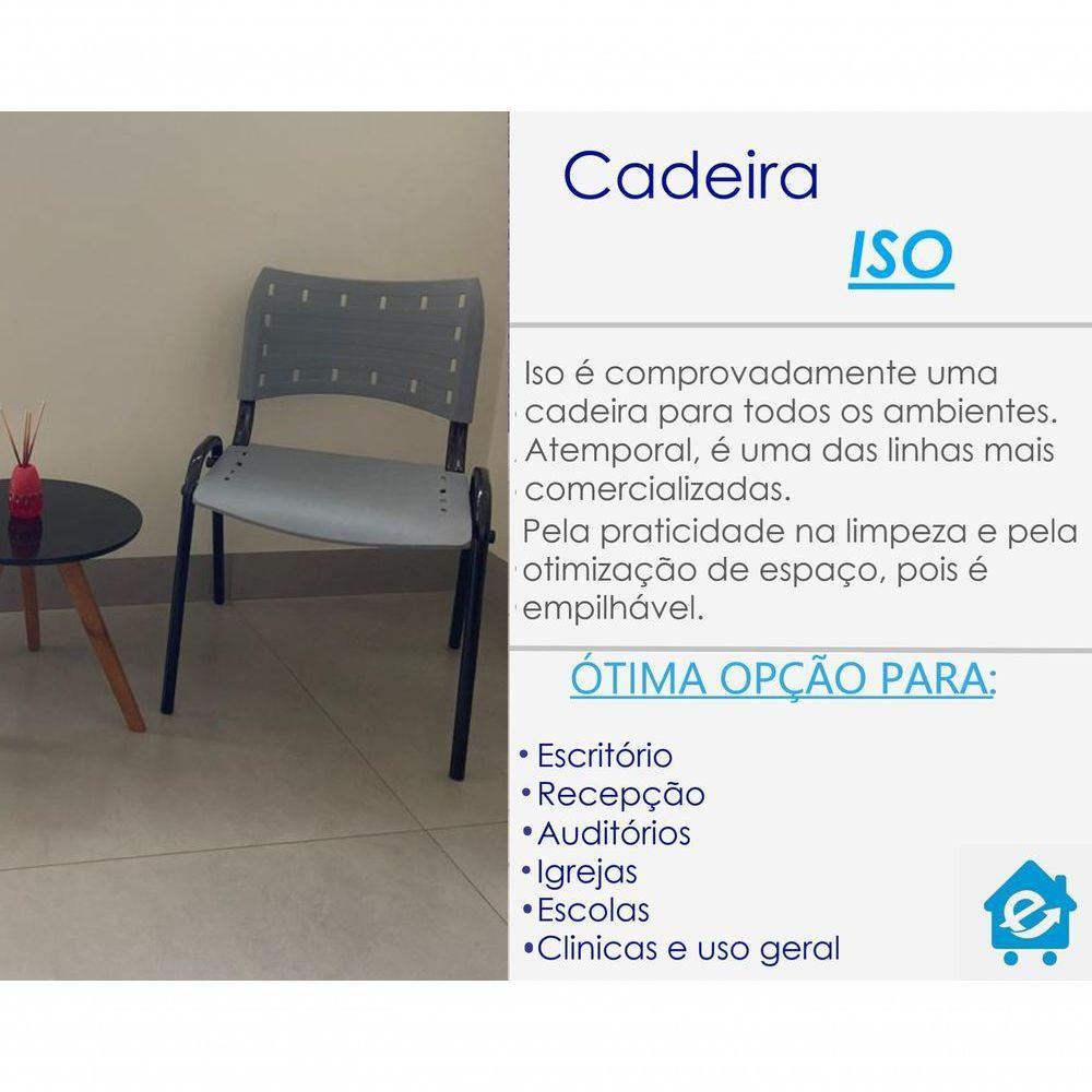 Kit 2 Cadeiras Iso para Escola Escritório Comércio Cinza Base Preta - 5