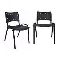 Kit 2 Cadeiras Iso para Escola Escritório Comércio Preta Base Preta - 1