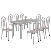 Conjunto De Mesa Tubular 8 Cadeiras 180x75cm Mart Perola Com Tampo Em Granito Ocre Brenda 050 - 6