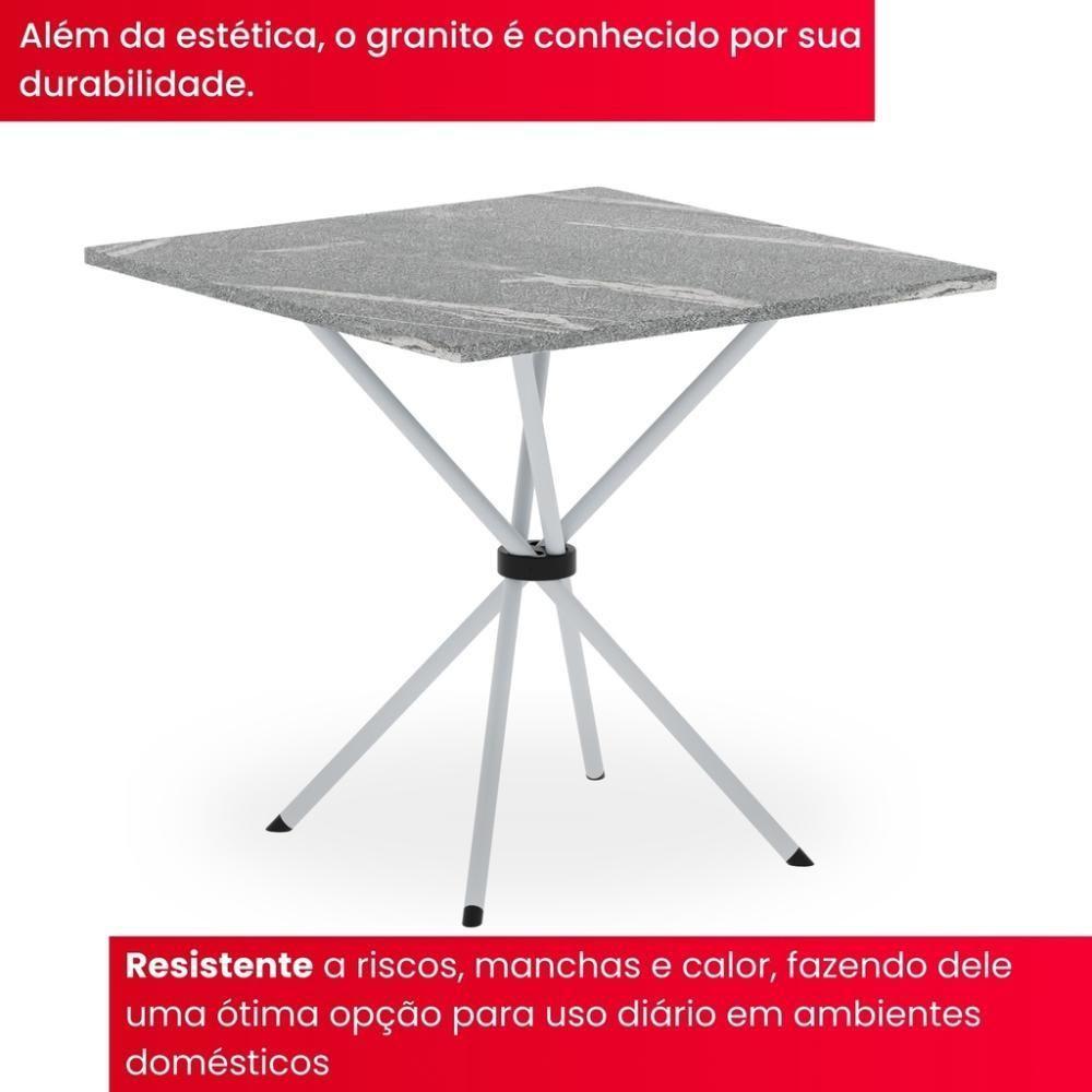 Conjunto De Mesa Tubular 70x70cm Com Tampo Em Granito Topázio Com 4 Cadeiras Analy 048 - 6