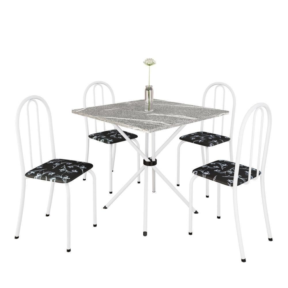 Conjunto De Mesa Tubular 70x70cm Com Tampo Em Granito Topázio Com 4 Cadeiras Analy 048 - 8