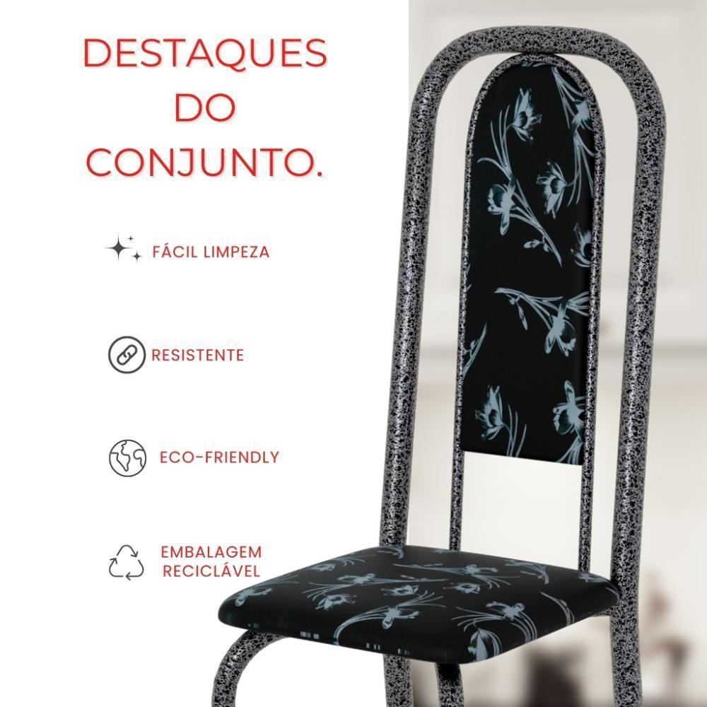 Conjunto De Mesa Tubular 8 Cadeiras 180x75cm Mart Prata Com Tampo Em Granito Ocre Letícia 071 - 2