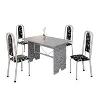 Conjunto De Mesa Tubular 4 Cadeiras 120x75cm Mart Perola Com Tampo Em Granito Ocre Letícia 070 - 6