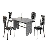Conjunto De Mesa Tubular 4 Cadeiras 120x75cm Mart Prata Com Tampo Em Granito Ocre Letícia 070 - 6