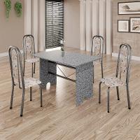 Conjunto De Mesa Tubular 4 Cadeiras 120x75cm Mart Prata Com Tampo Em Granito Ocre Letícia 070 - 7