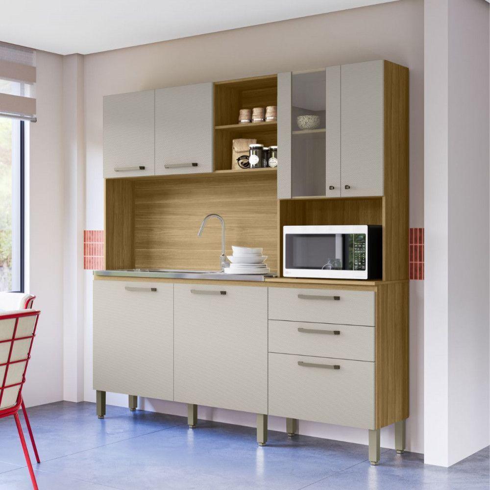 Cozinha Compacta Kits Paraná 7 Portas 3 Gavetas Mega Freijo-soft - 1